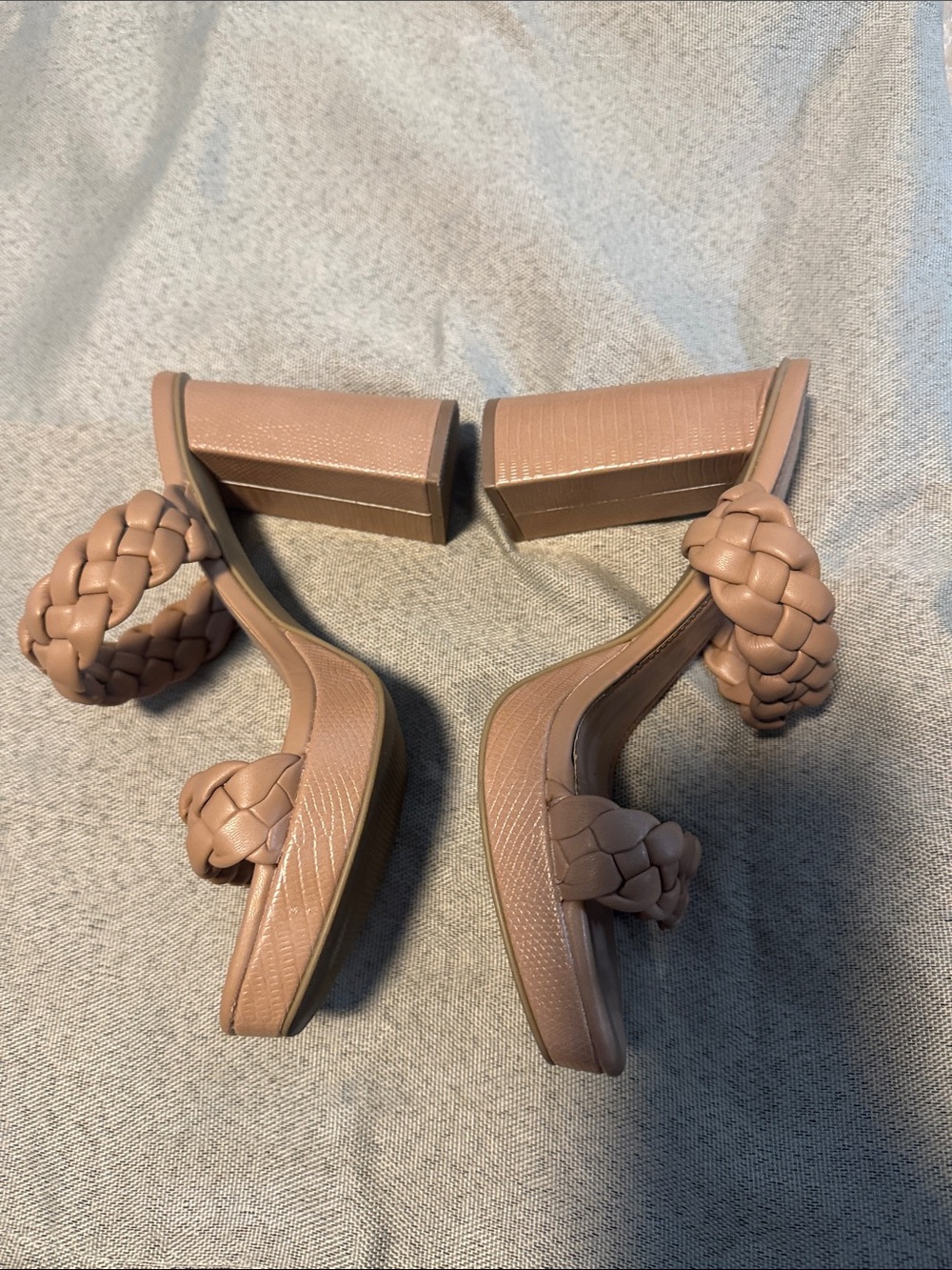 DV by Dolce Vita Braided Double-Strap Block Heel Sandals in Tan - Picture 4 of 5
